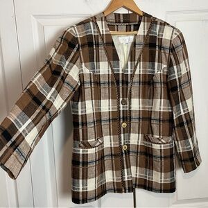 Linen Blend Plaid Jacket